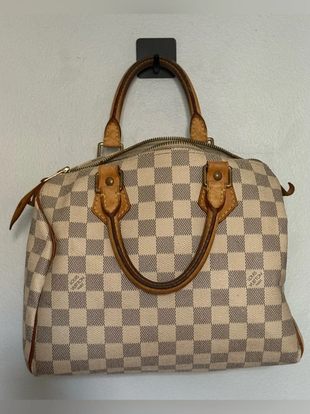 Louis Vuitton Speedy 25 Damier Azur Handbag Boston Bag Authentic